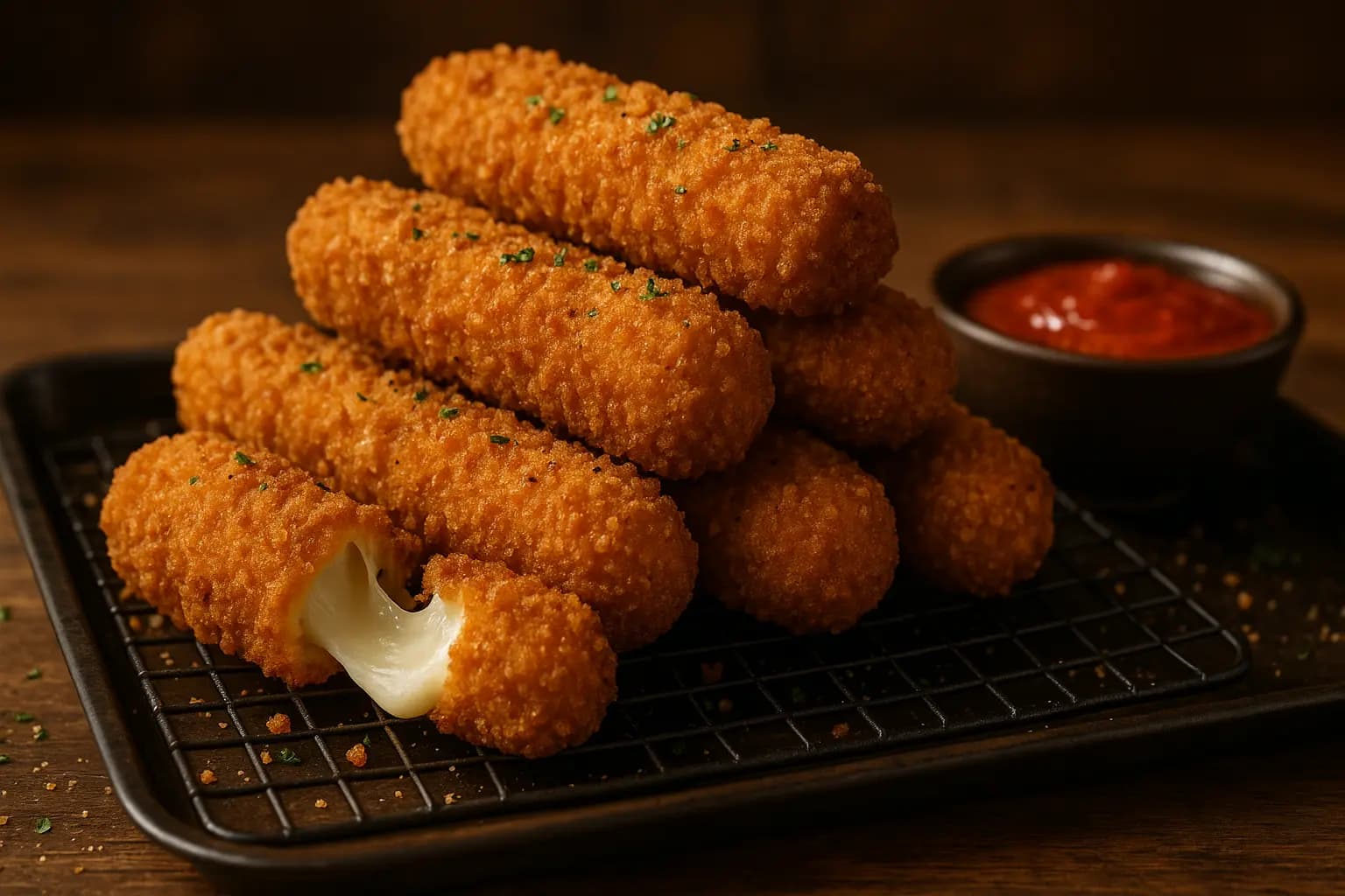 Extra crunchy cheesy sticks with thicker breading