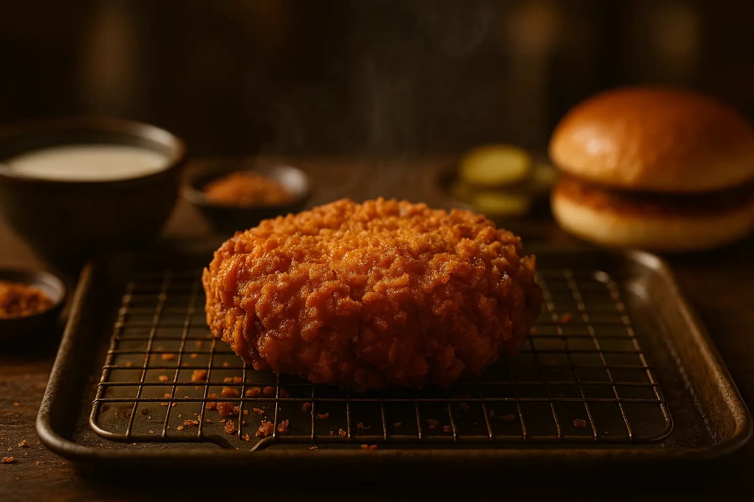 Crispy fried chicken piece