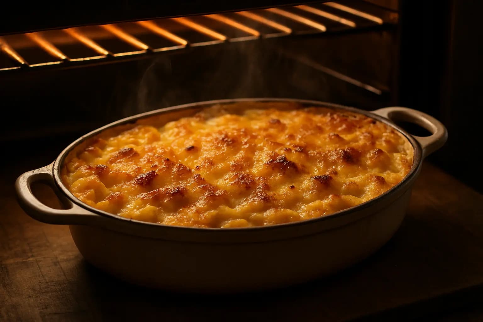 Mac n Cheese with a bubbly baked top