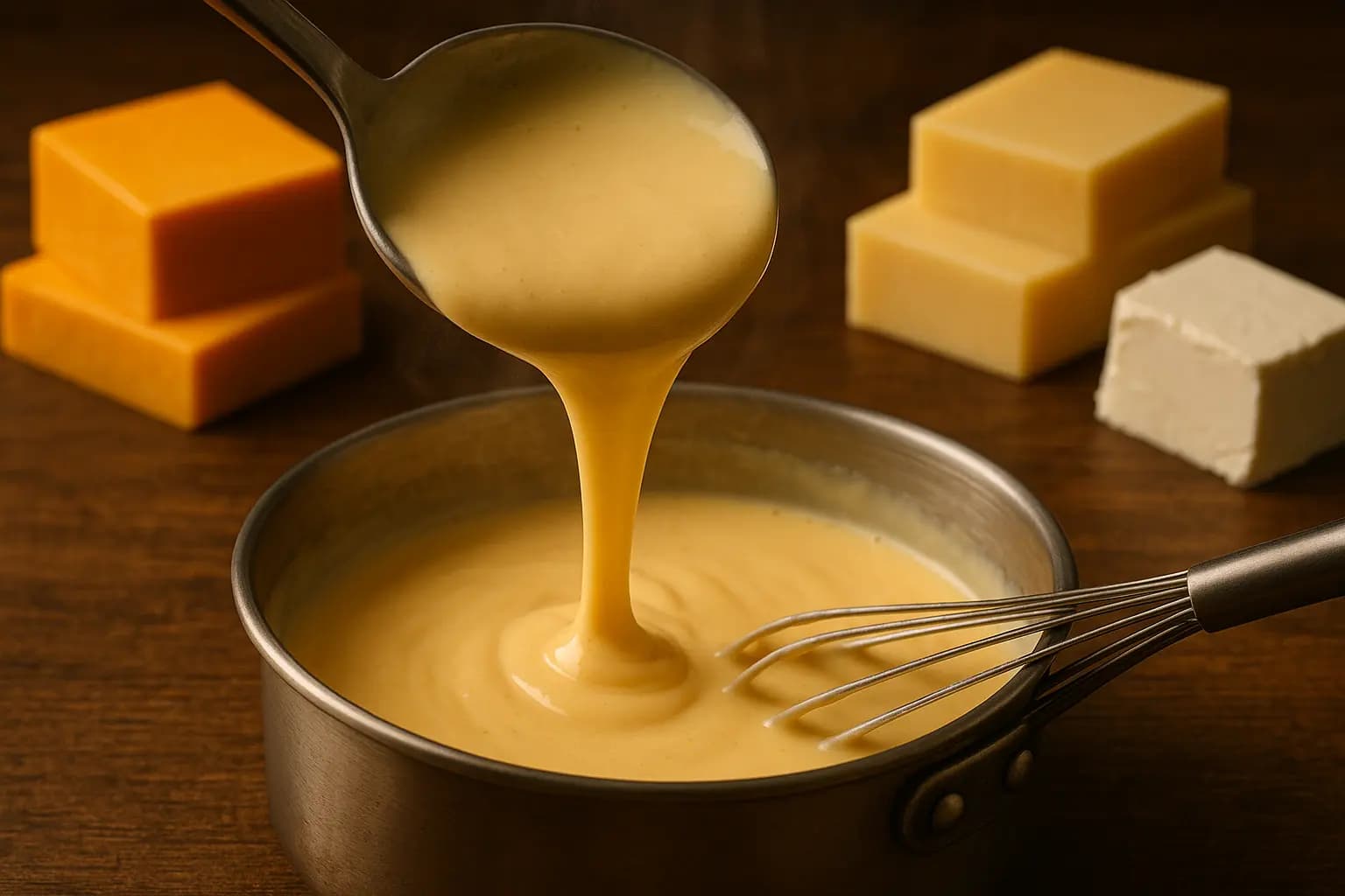 Cheese melting into the roux sauce