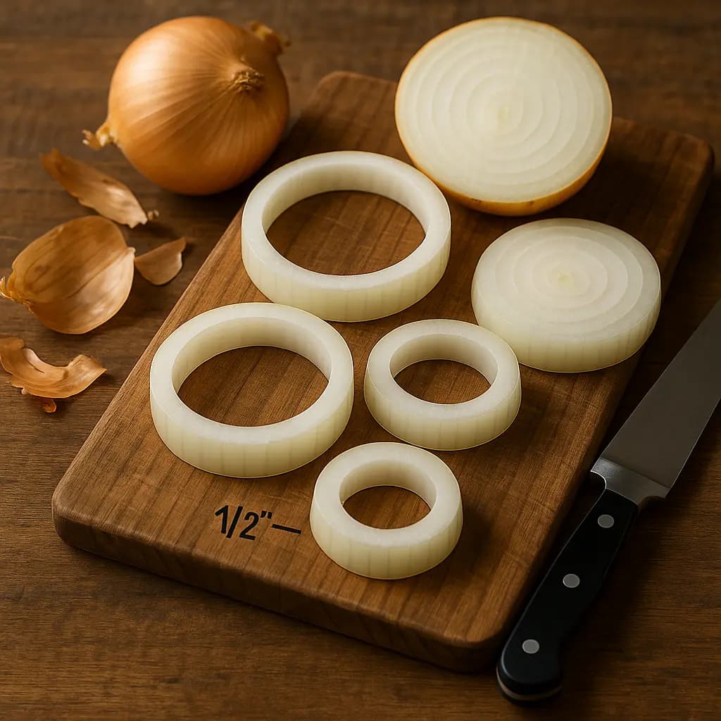 Raw thick-cut onion rings